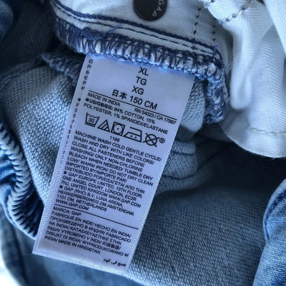 Gap Kids Light Blue Wide-Leg Jeans Elastic Waist Band XL/12
